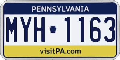 PA license plate MYH1163