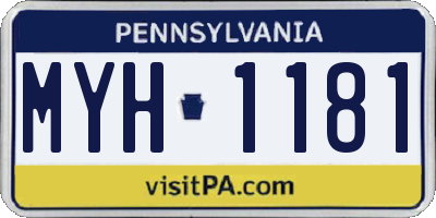PA license plate MYH1181