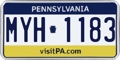 PA license plate MYH1183