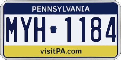 PA license plate MYH1184