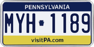 PA license plate MYH1189