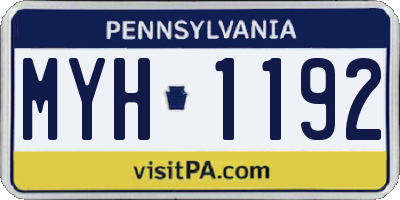 PA license plate MYH1192