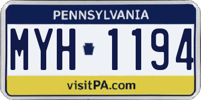 PA license plate MYH1194