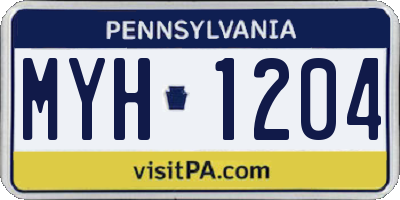 PA license plate MYH1204