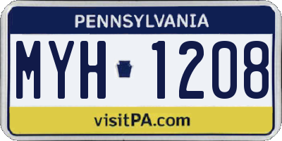 PA license plate MYH1208