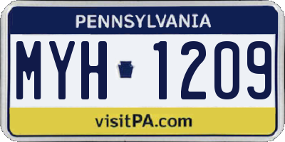 PA license plate MYH1209