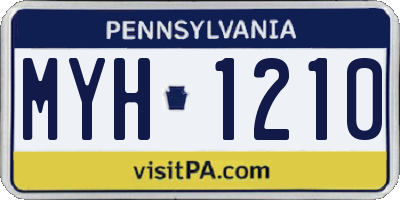 PA license plate MYH1210