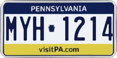 PA license plate MYH1214