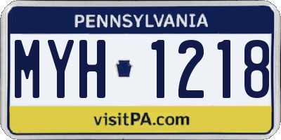 PA license plate MYH1218