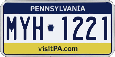 PA license plate MYH1221