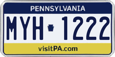 PA license plate MYH1222