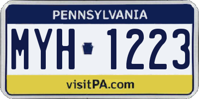 PA license plate MYH1223