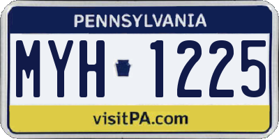 PA license plate MYH1225