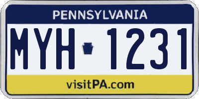 PA license plate MYH1231