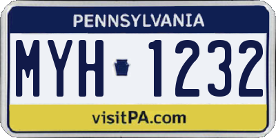 PA license plate MYH1232