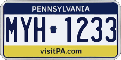 PA license plate MYH1233
