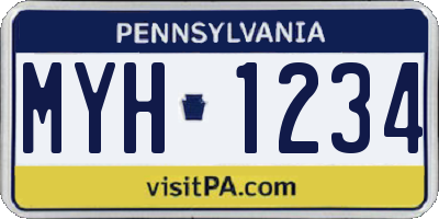 PA license plate MYH1234
