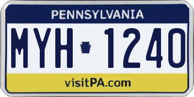 PA license plate MYH1240