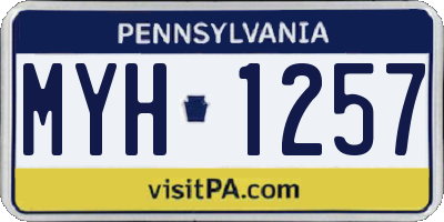 PA license plate MYH1257