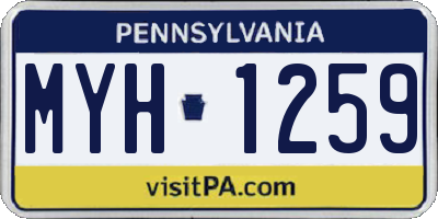 PA license plate MYH1259