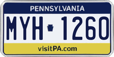 PA license plate MYH1260