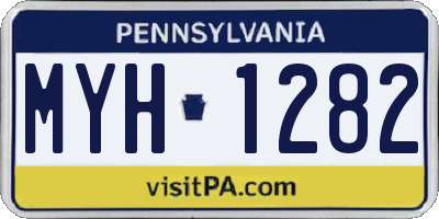 PA license plate MYH1282