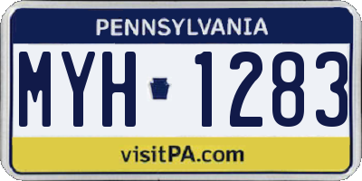 PA license plate MYH1283