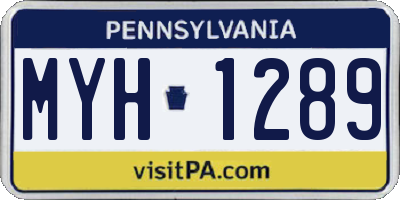 PA license plate MYH1289