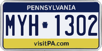 PA license plate MYH1302