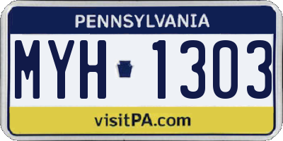 PA license plate MYH1303