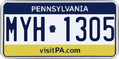 PA license plate MYH1305