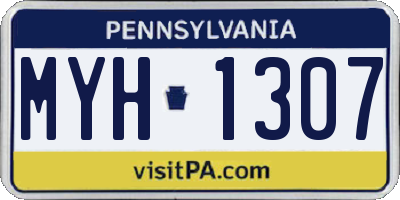 PA license plate MYH1307