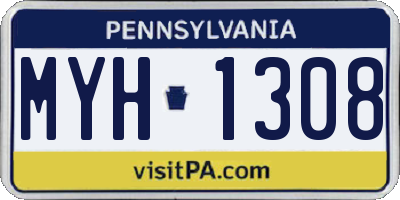 PA license plate MYH1308