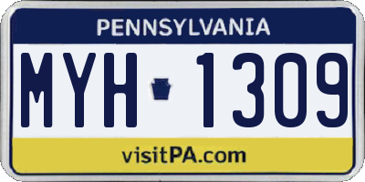 PA license plate MYH1309
