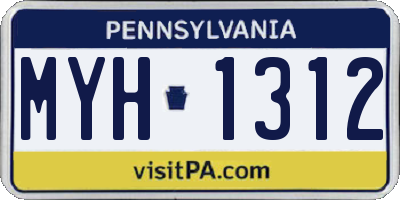 PA license plate MYH1312