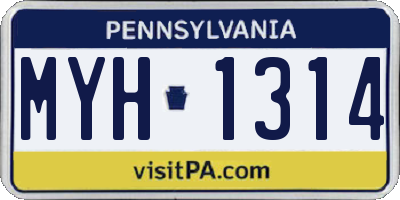 PA license plate MYH1314