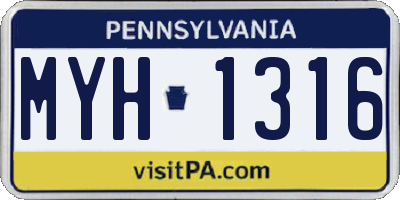 PA license plate MYH1316