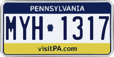 PA license plate MYH1317