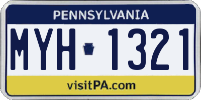 PA license plate MYH1321