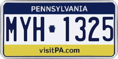 PA license plate MYH1325