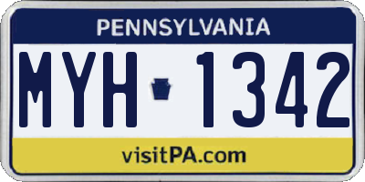 PA license plate MYH1342