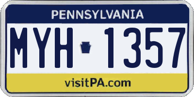 PA license plate MYH1357