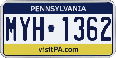 PA license plate MYH1362