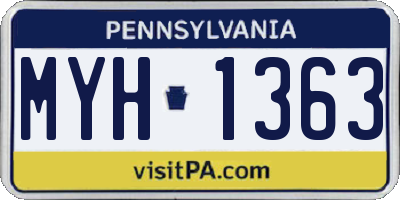 PA license plate MYH1363