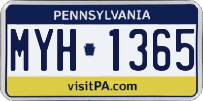 PA license plate MYH1365