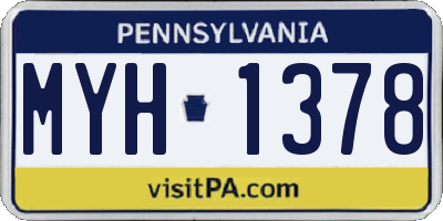PA license plate MYH1378
