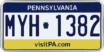 PA license plate MYH1382