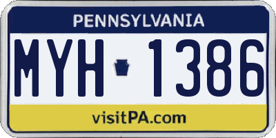 PA license plate MYH1386