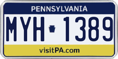 PA license plate MYH1389