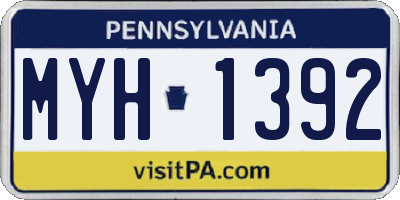 PA license plate MYH1392